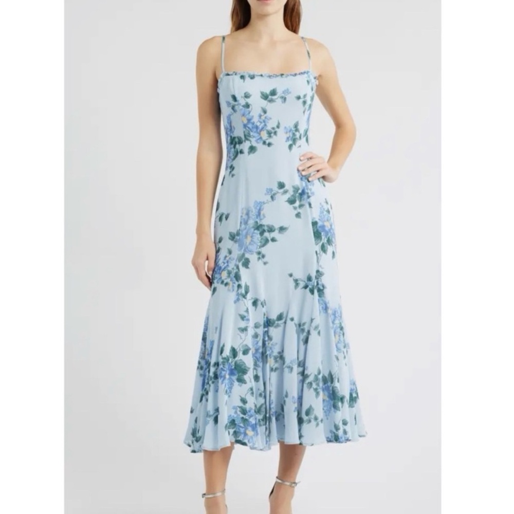 Reformation Light Blue Floral Midi Dress
